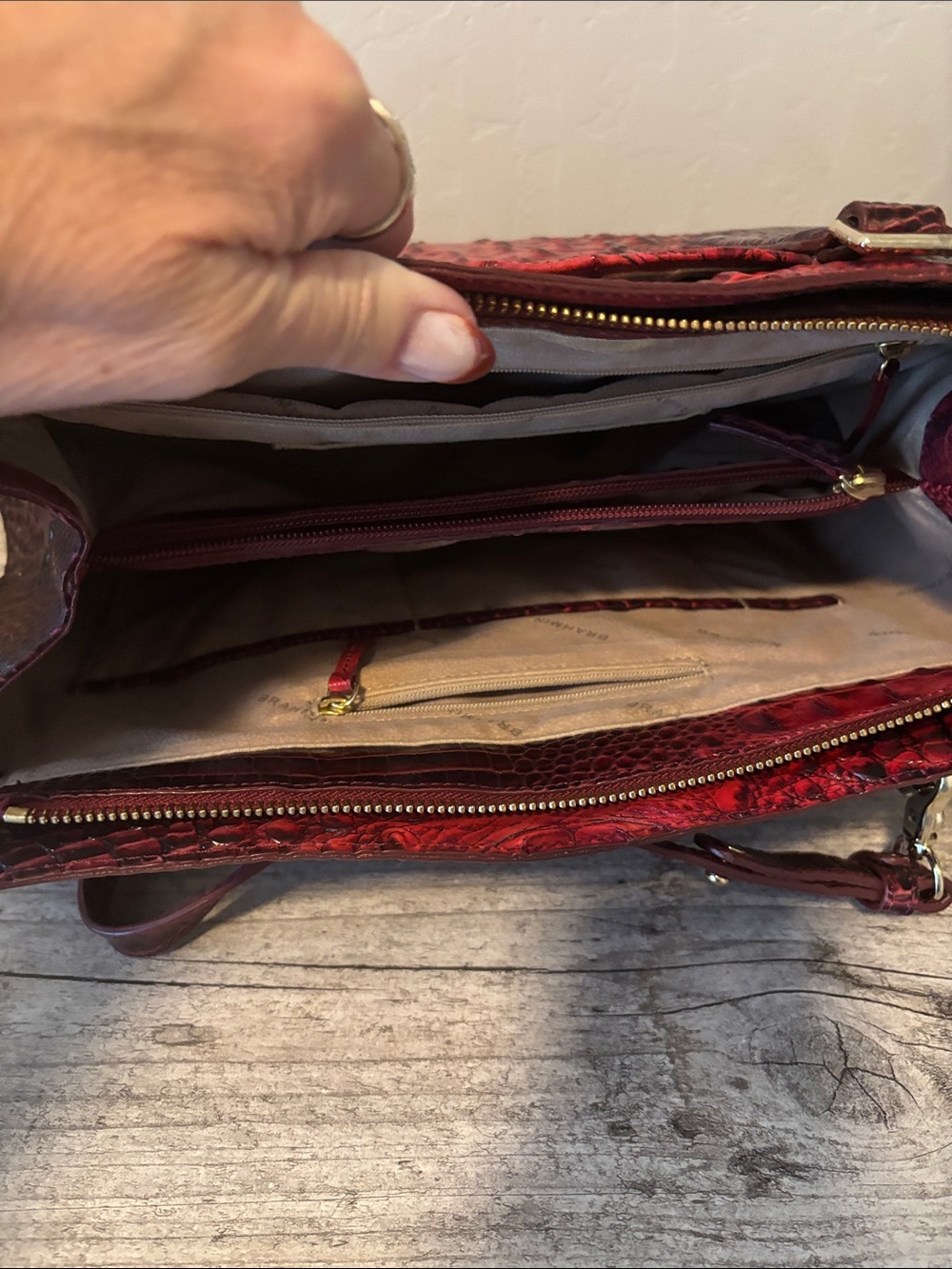 Brahmin Deep Red Embossed Croc Tote
No flaws, I just no longer use it - Picture 3 of 3